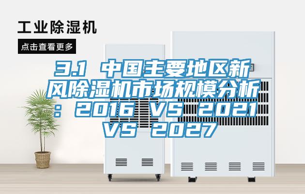 3.1 中國(guó)主要地區(qū)新風(fēng)除濕機(jī)市場(chǎng)規(guī)模分析：2016 VS 2021 VS 2027